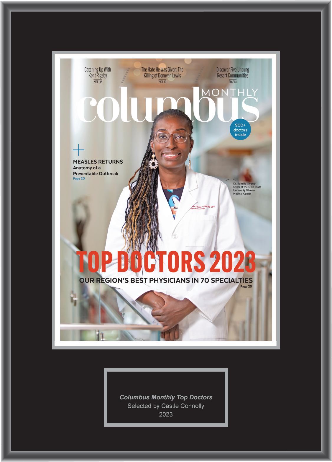 Columbus Monthly Top Doctors 2023 Plaque Castle Connolly Top Doctors