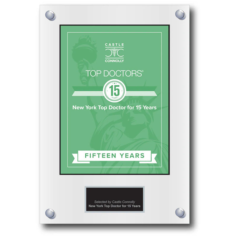15 Year Anniversary - Top Doctors - New York - Plaque