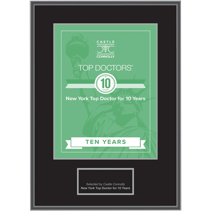 10 Year Anniversary - Top Doctors - New York - Plaque