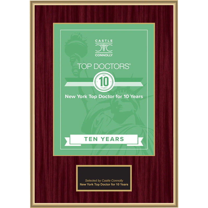 10 Year Anniversary - Top Doctors - New York - Plaque