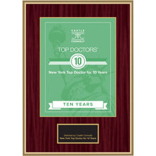 Load image into Gallery viewer, 10 Year Anniversary - Top Doctors - New York - Plaque
