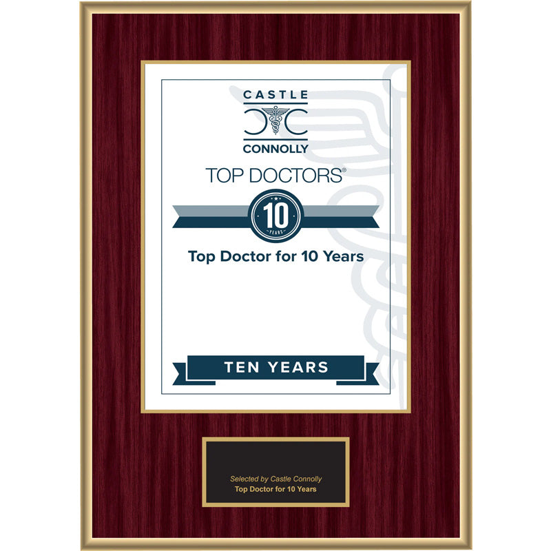 10 Year Anniversary - Top Doctors - Plaque