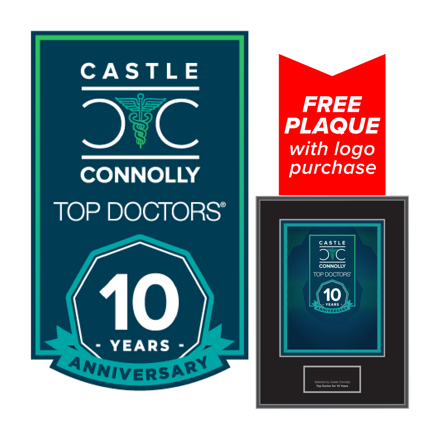 10 Year Anniversary - Top Doctors - Logo With Free Plaque