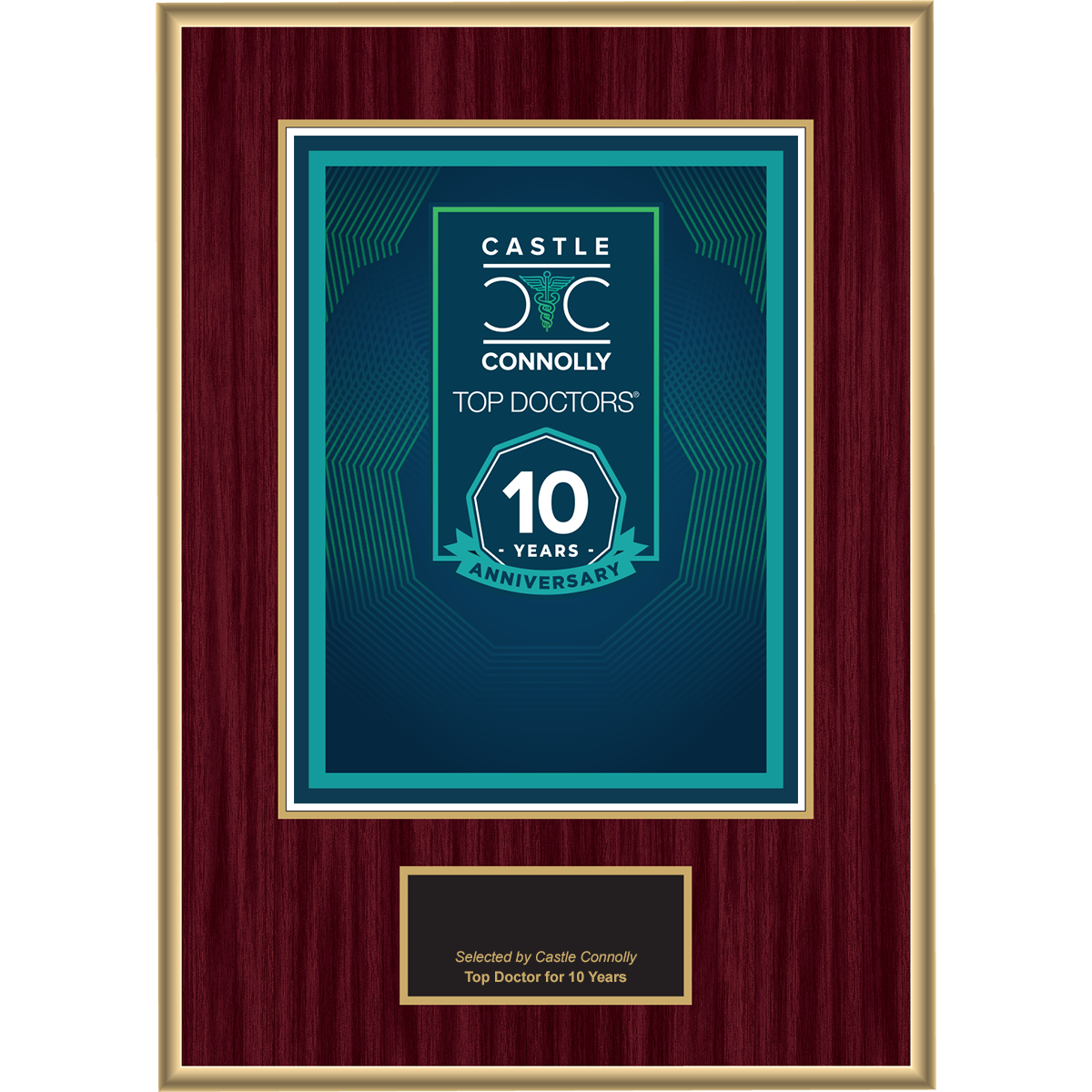 10 Year Anniversary - Top Doctors - Plaque