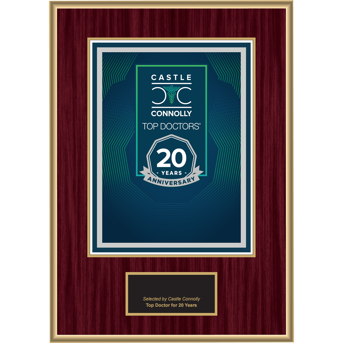 20 Year Anniversary - Top Doctors - Plaque