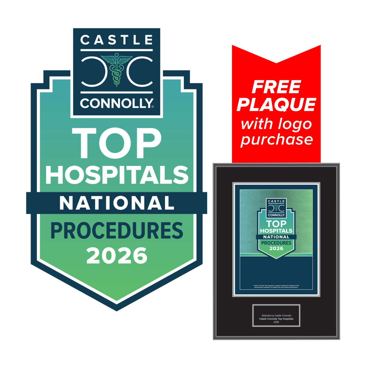 2026 Top Hospitals - Procedures - National, State, and Metro - Logo With Free Plaque