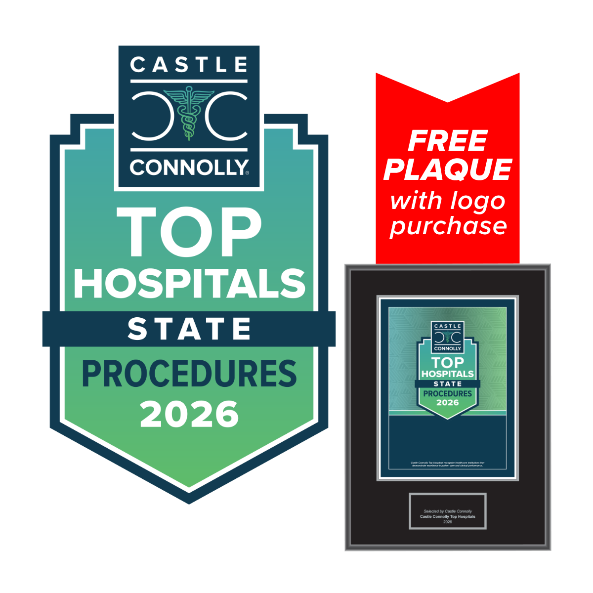 2026 Top Hospitals - Procedures - National, State, and Metro - Logo With Free Plaque