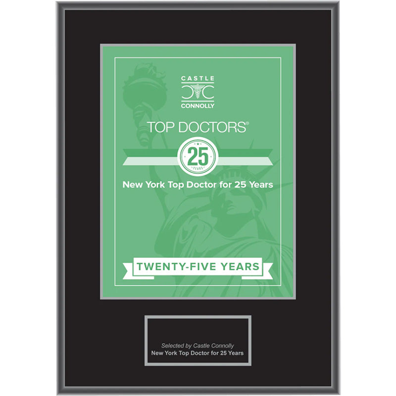 25 Year Anniversary - Top Doctors - New York - Plaque