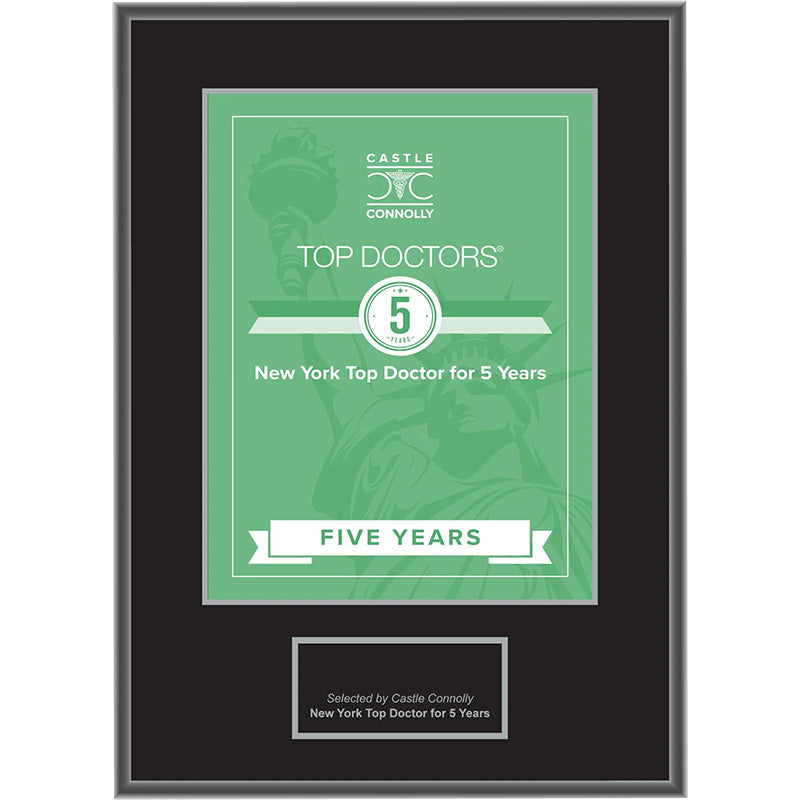 5 Year Anniversary - Top Doctors - New York - Plaque