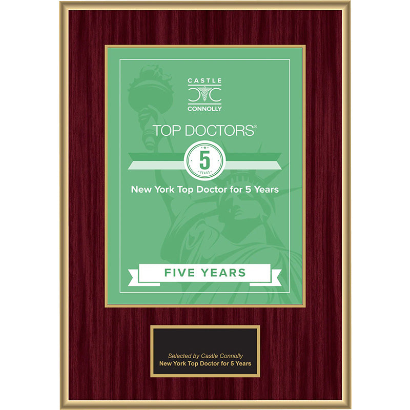 5 Year Anniversary - Top Doctors - New York - Plaque
