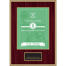 Load image into Gallery viewer, 5 Year Anniversary - Top Doctors - New York - Plaque
