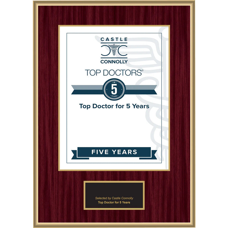 5 Year Anniversary - Top Doctors - Plaque