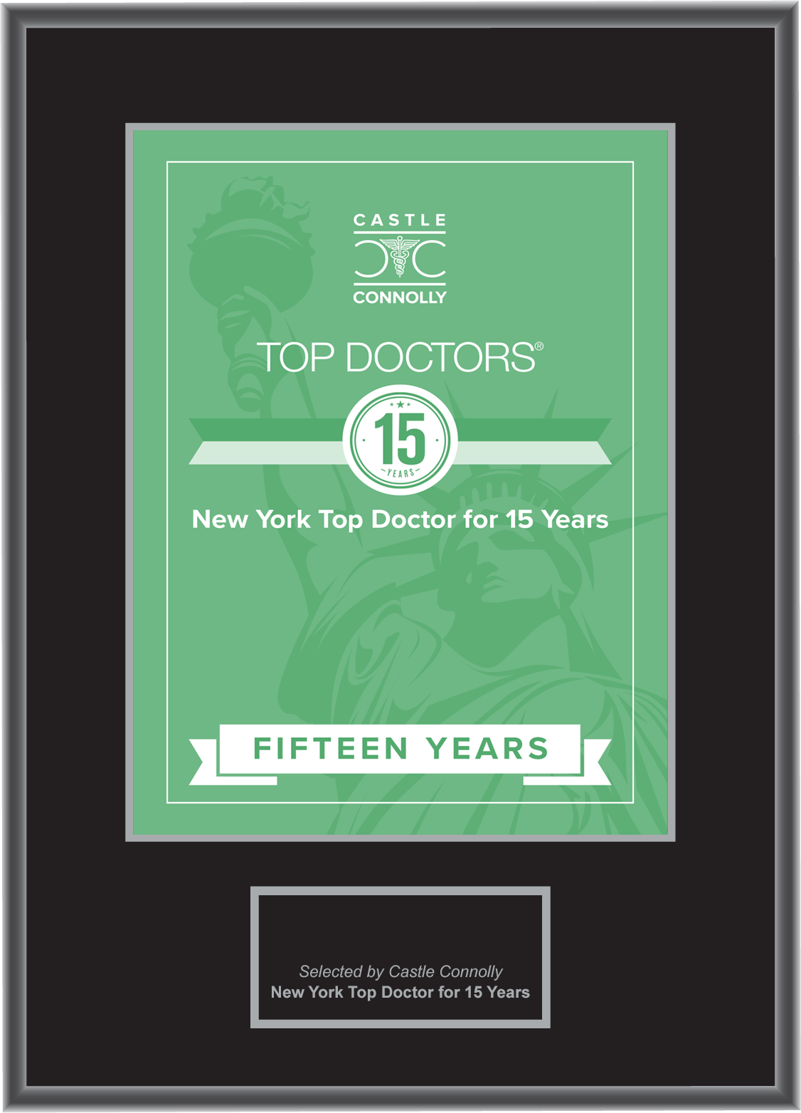 15 Year Anniversary - New York Top Doctors - Plaque