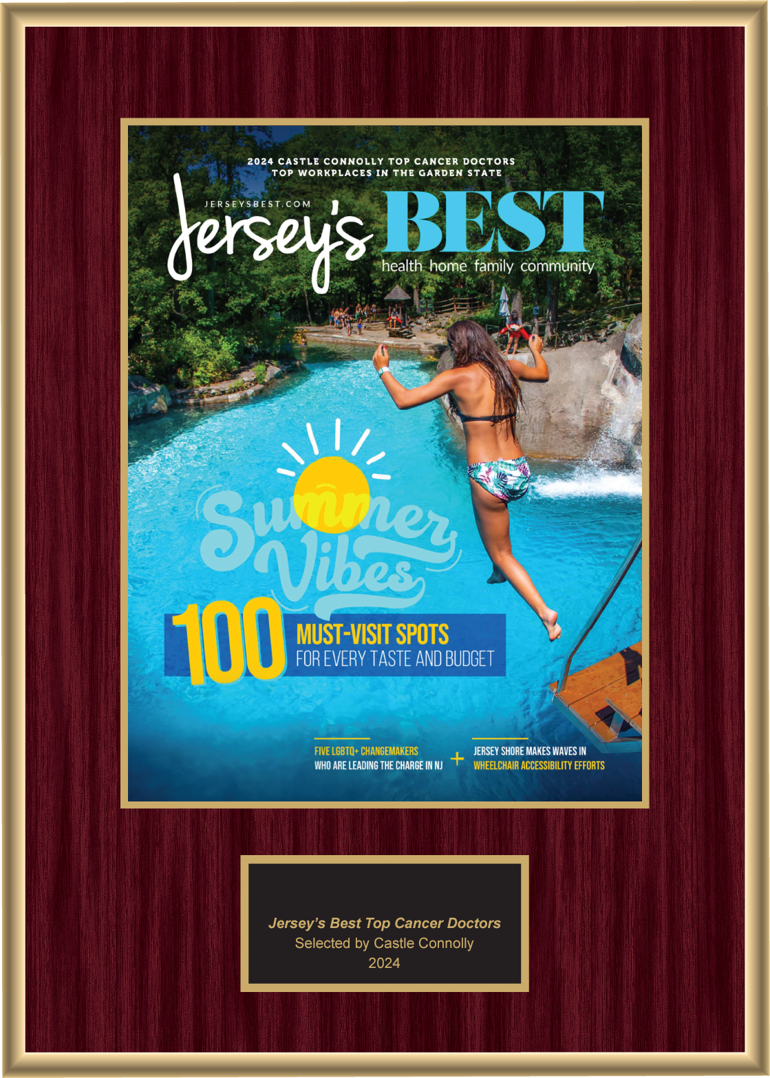 2024 Regional - Jersey's Best - Best Cancer Care - Plaque