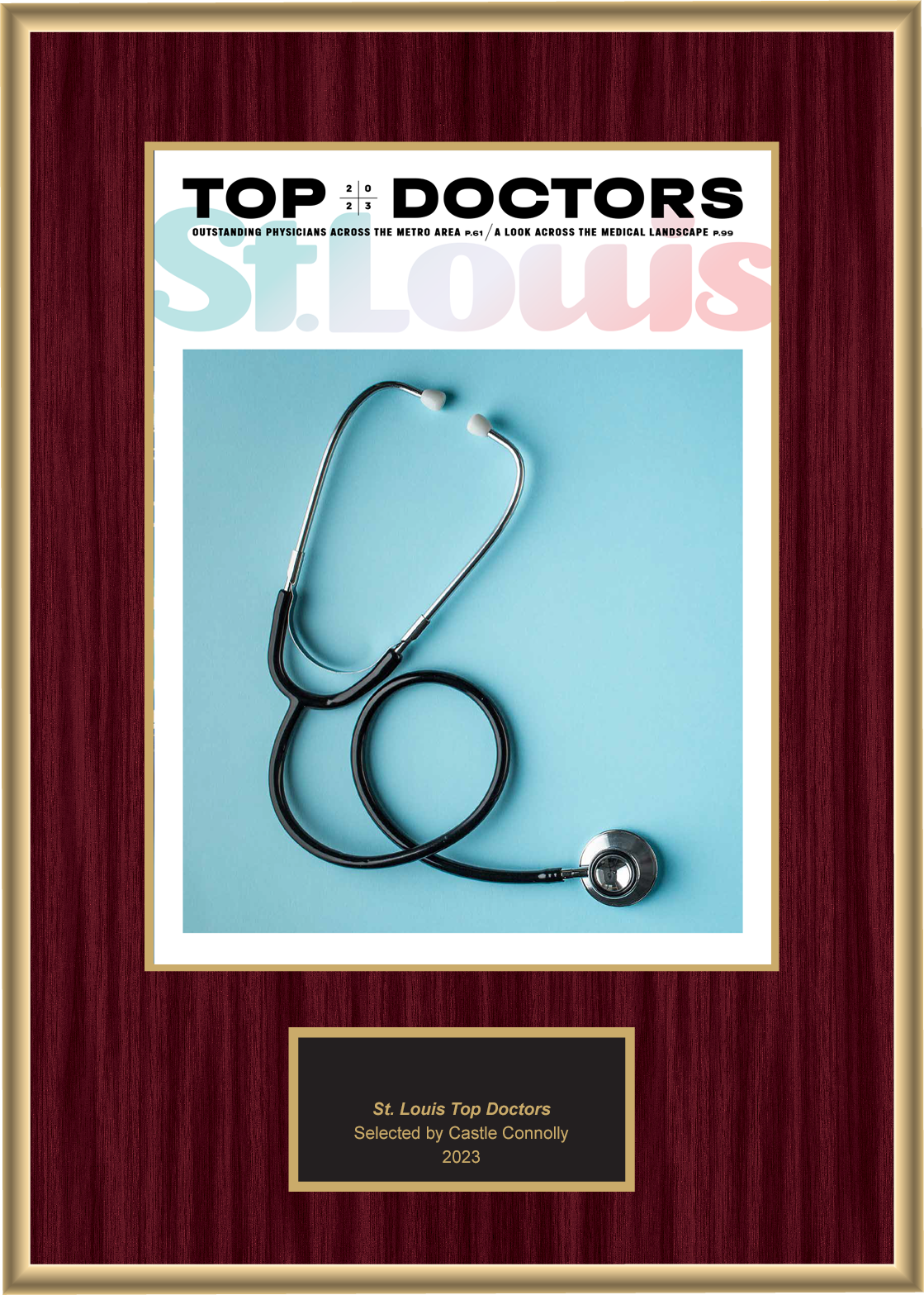 St. Louis Magazine Top Doctors 2023 Plaque Castle Connolly Top Doctors