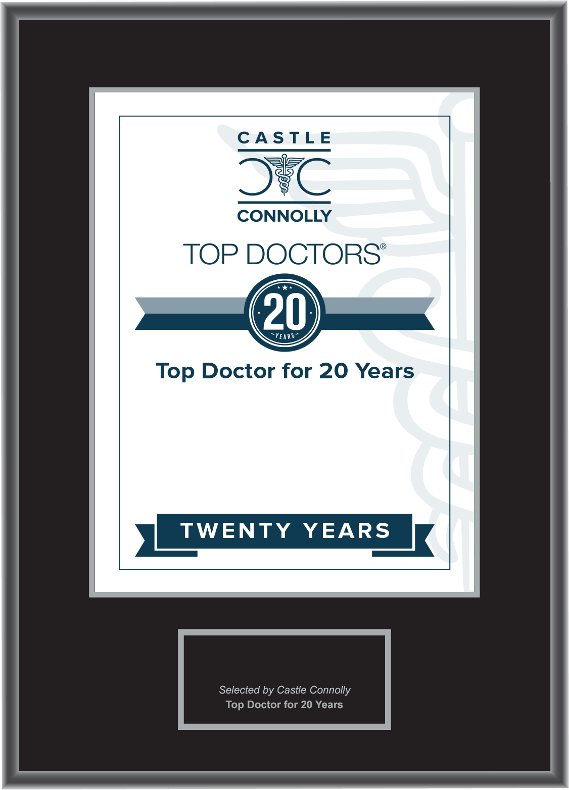 20 Year Anniversary - Top Doctors - Plaque
