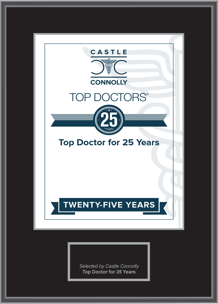 25 Year Anniversary - Top Doctors - Plaque