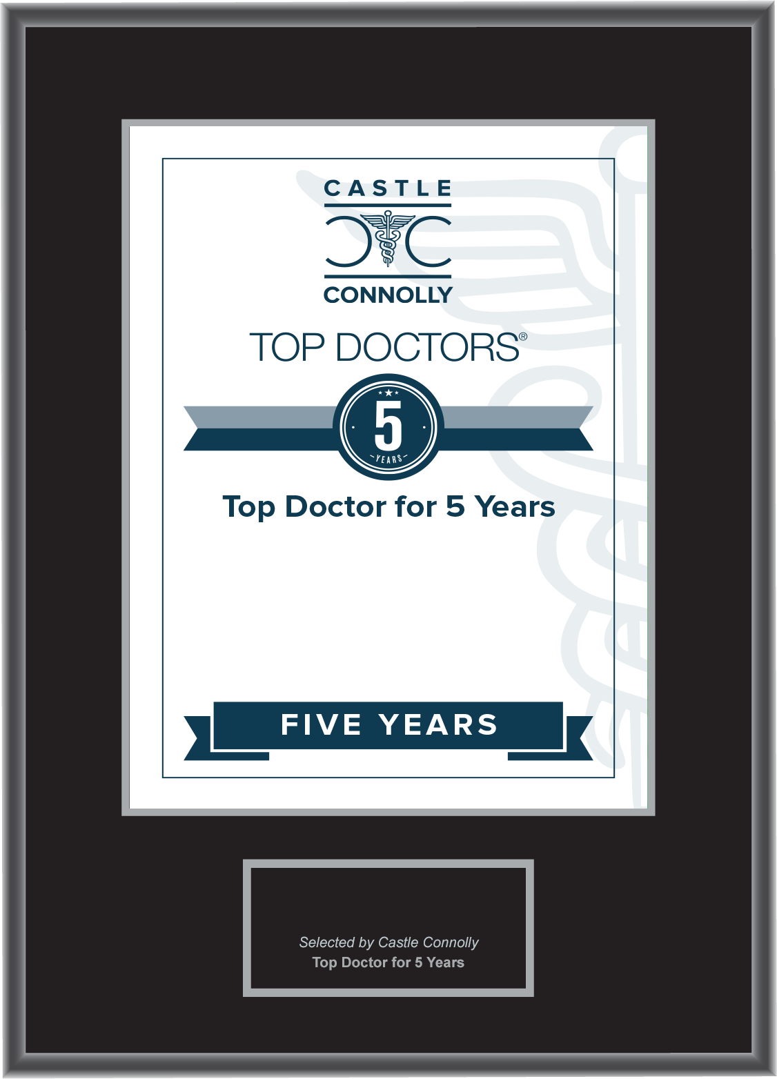 5 Year Anniversary - Top Doctors - Plaque