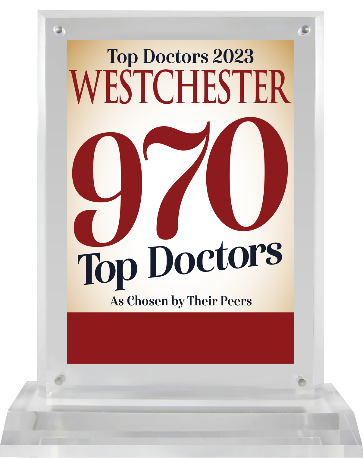 Westchester Magazine Top Doctors 2023 Plaque Castle Connolly Top