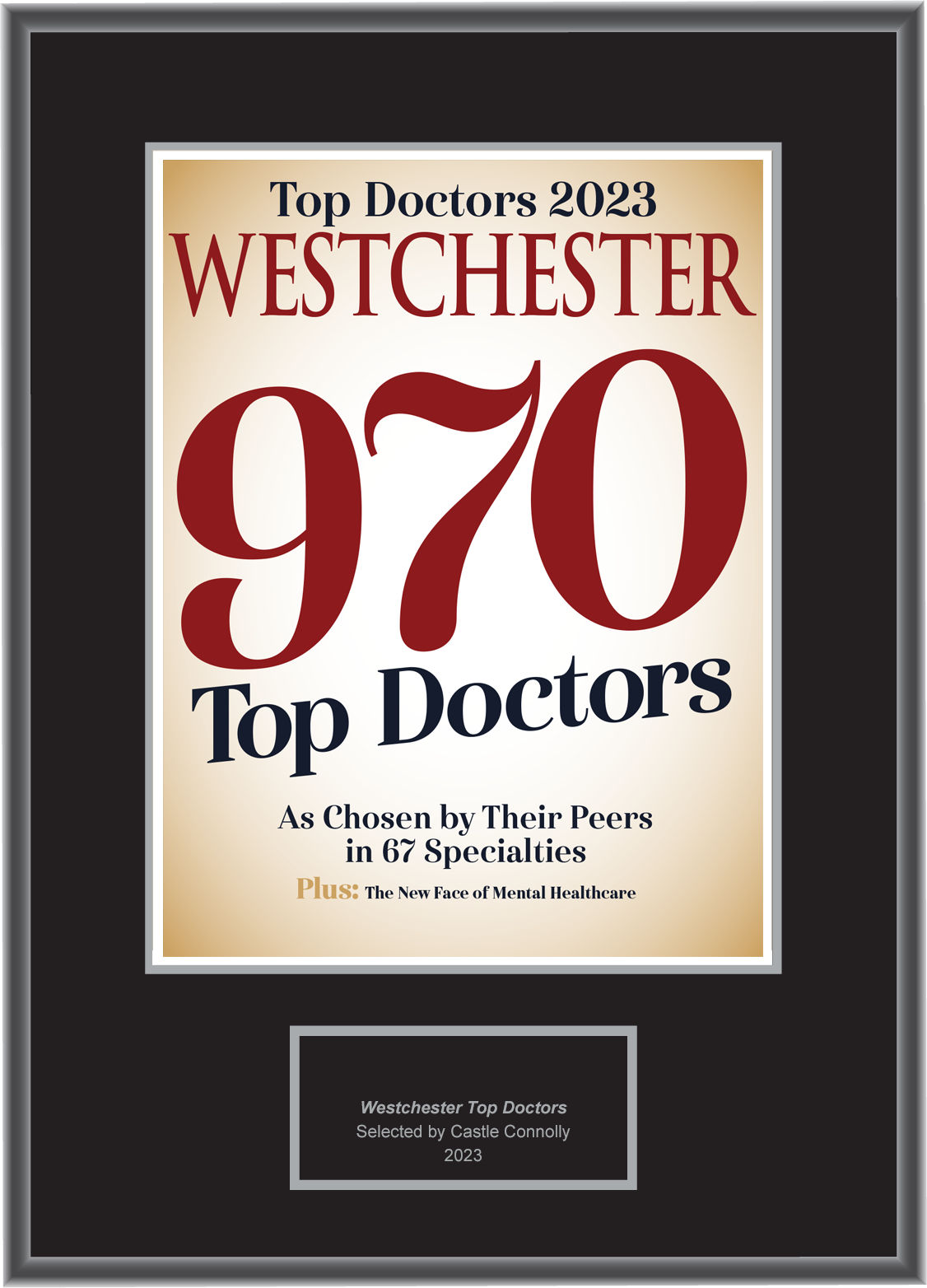 Westchester Magazine Top Doctors 2023 - Plaque